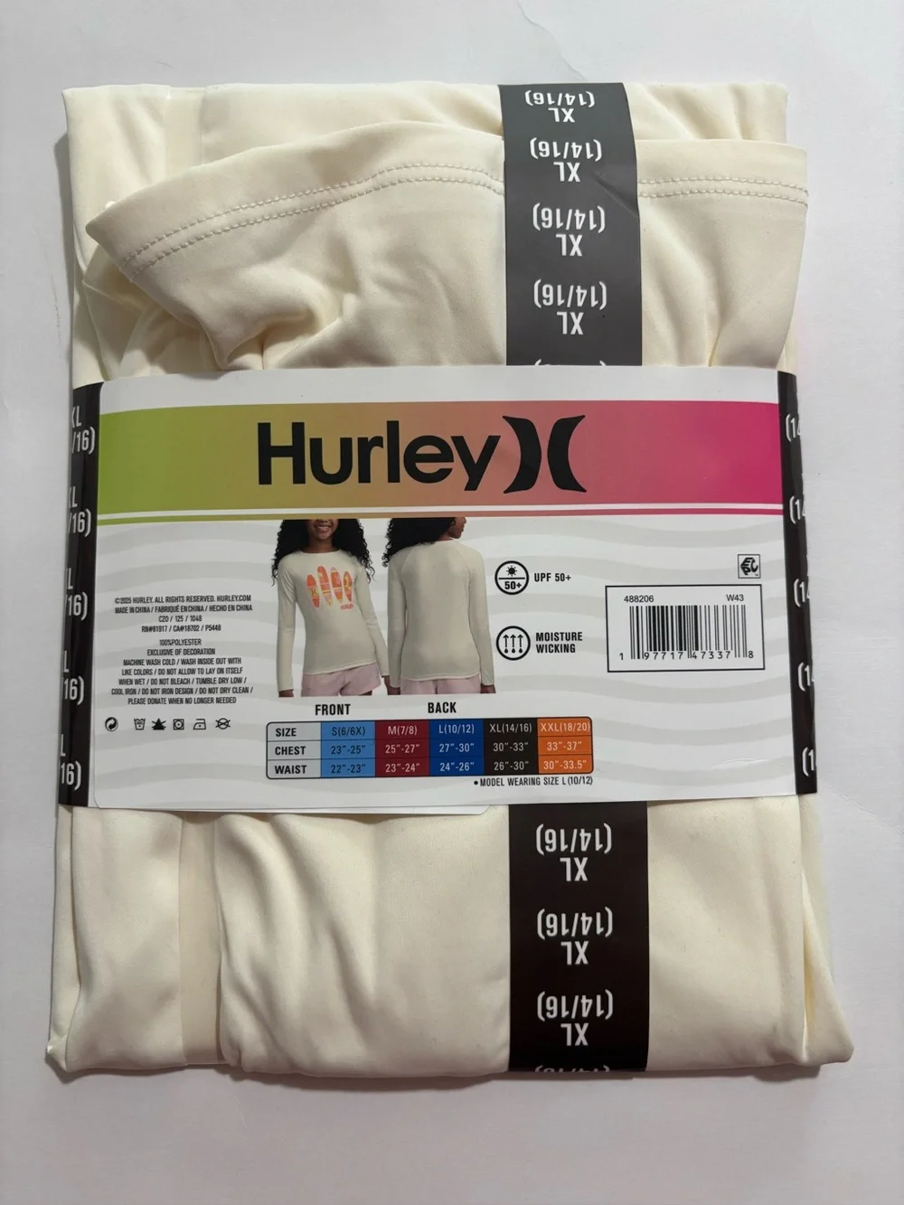 Hurley Girls Swim Shirt Size XL